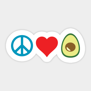 Peace, Love, Avocado (on white) Sticker